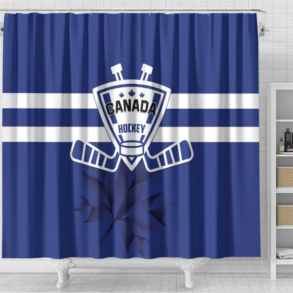 Canada Hockey Team Shower Curtain Maple Leaf Blue Version LT01