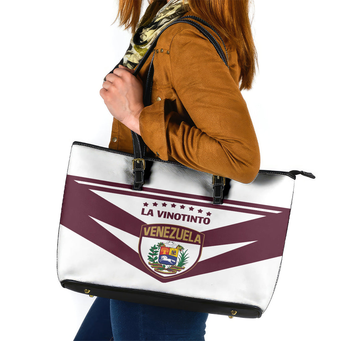 Venezuela 2024 Football Leather Tote Bag Mano tengo fe La Vinotinto LT01