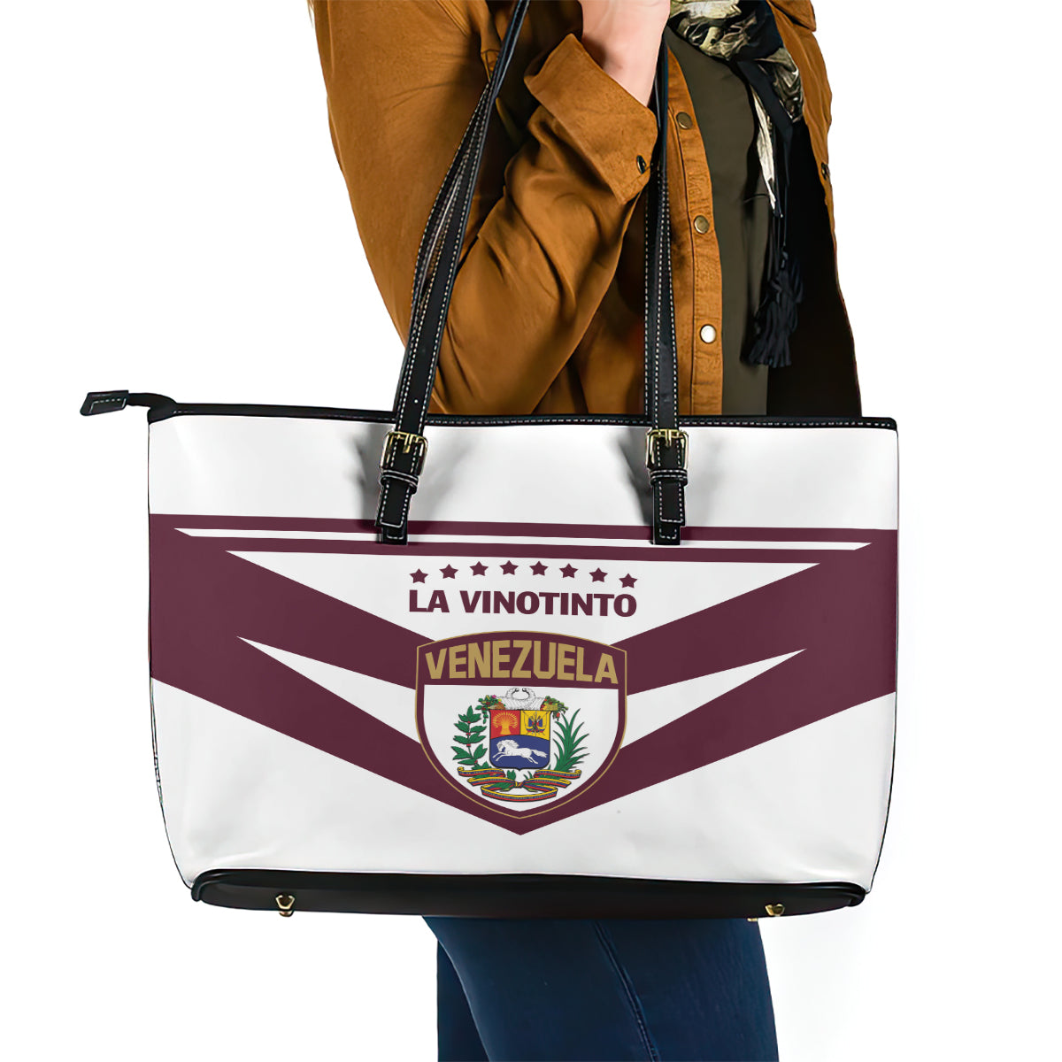 Venezuela 2024 Football Leather Tote Bag Mano tengo fe La Vinotinto LT01