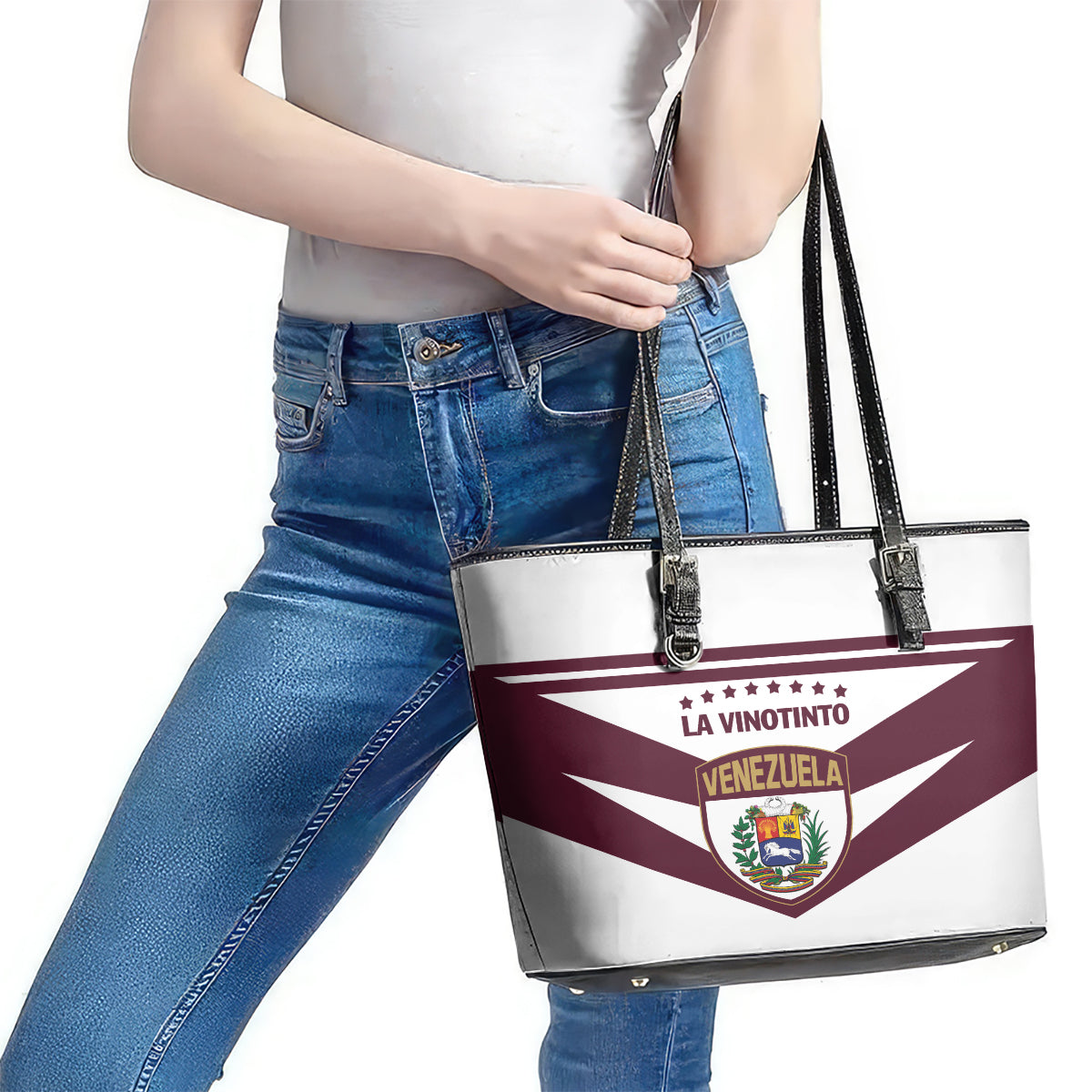 Venezuela 2024 Football Leather Tote Bag Mano tengo fe La Vinotinto LT01