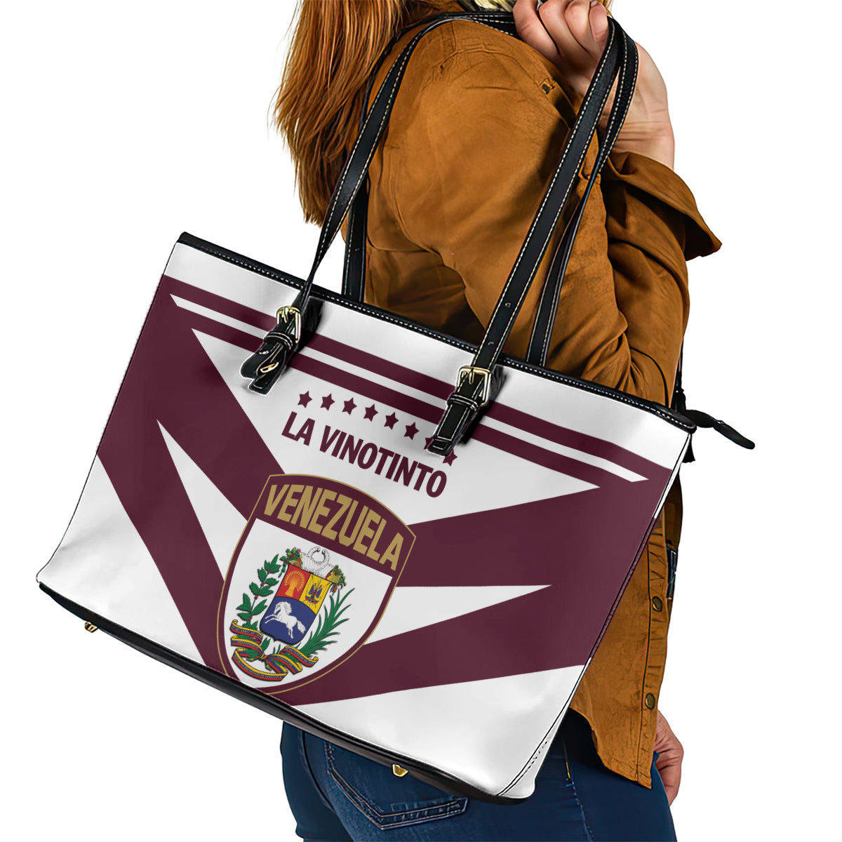 Venezuela 2024 Football Leather Tote Bag Mano tengo fe La Vinotinto LT01
