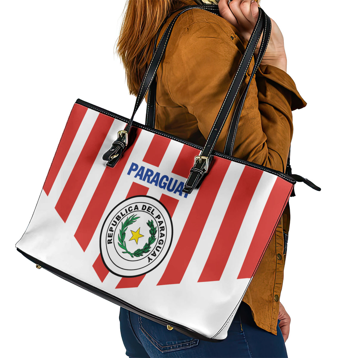 Paraguay 2024 Football Leather Tote Bag Come On La Albirroja LT01