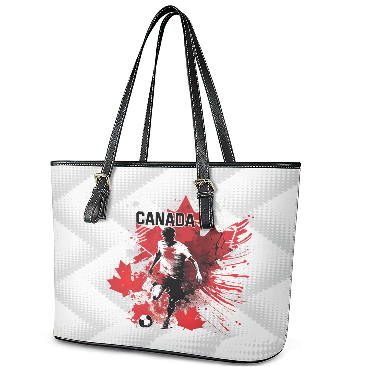 Canada 2024 Soccer Leather Tote Bag Canadian Player Maple Leaf LT01