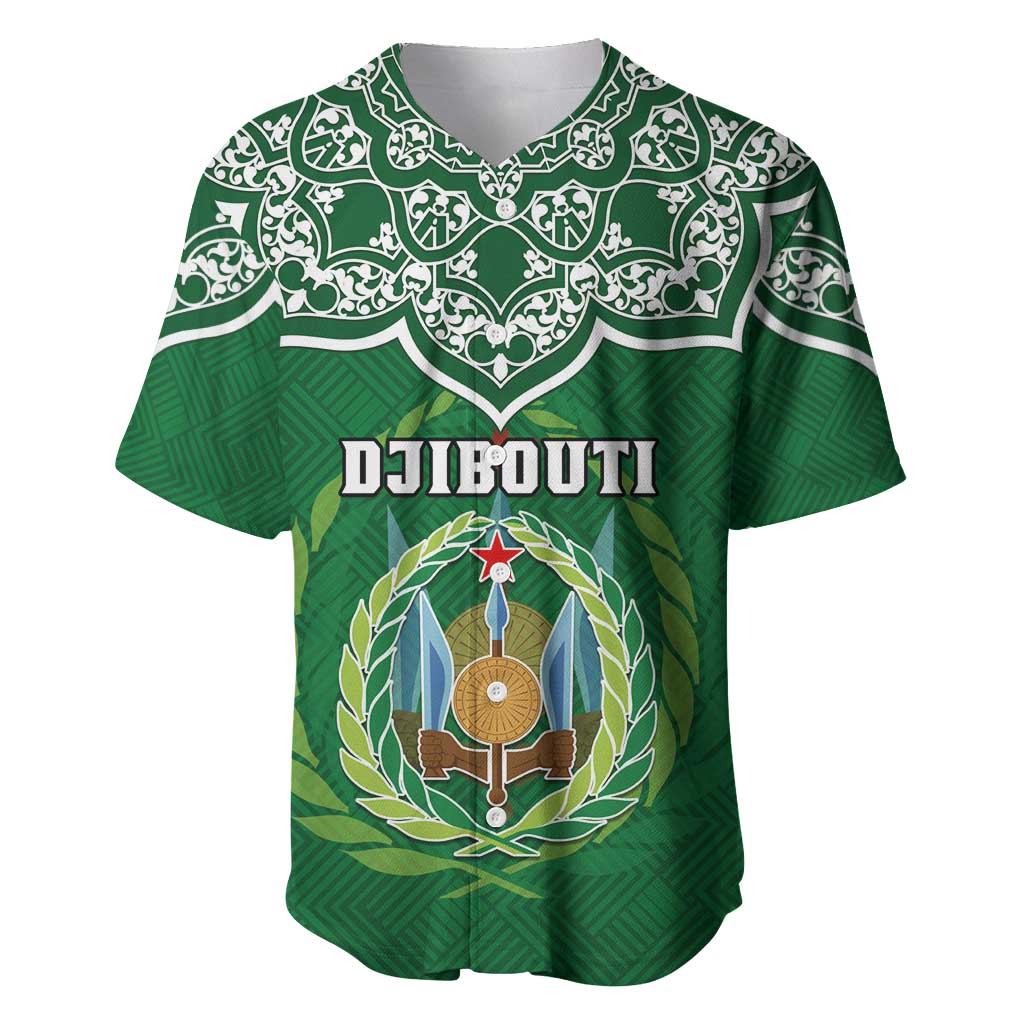 Custom Djibouti Baseball Jersey with Jabuuti Emblem and Islamic Floral Circle LT01