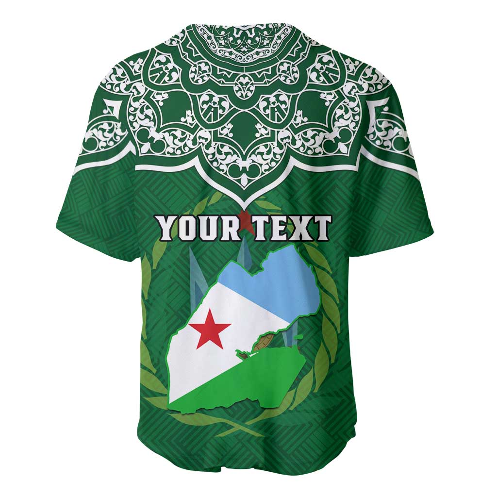 Custom Djibouti Baseball Jersey with Jabuuti Emblem and Islamic Floral Circle LT01