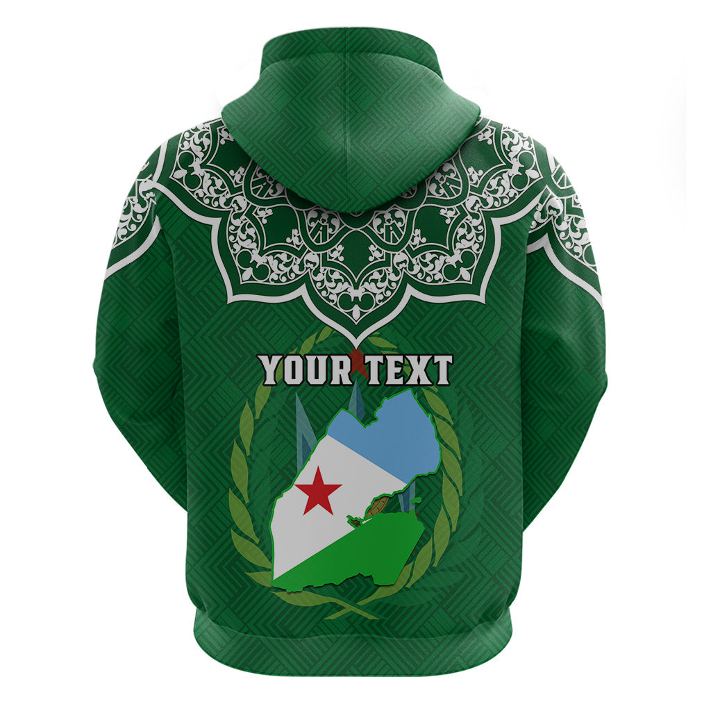 Custom Djibouti Hoodie Jabuuti Emblem With Islamic Floral Circle LT01