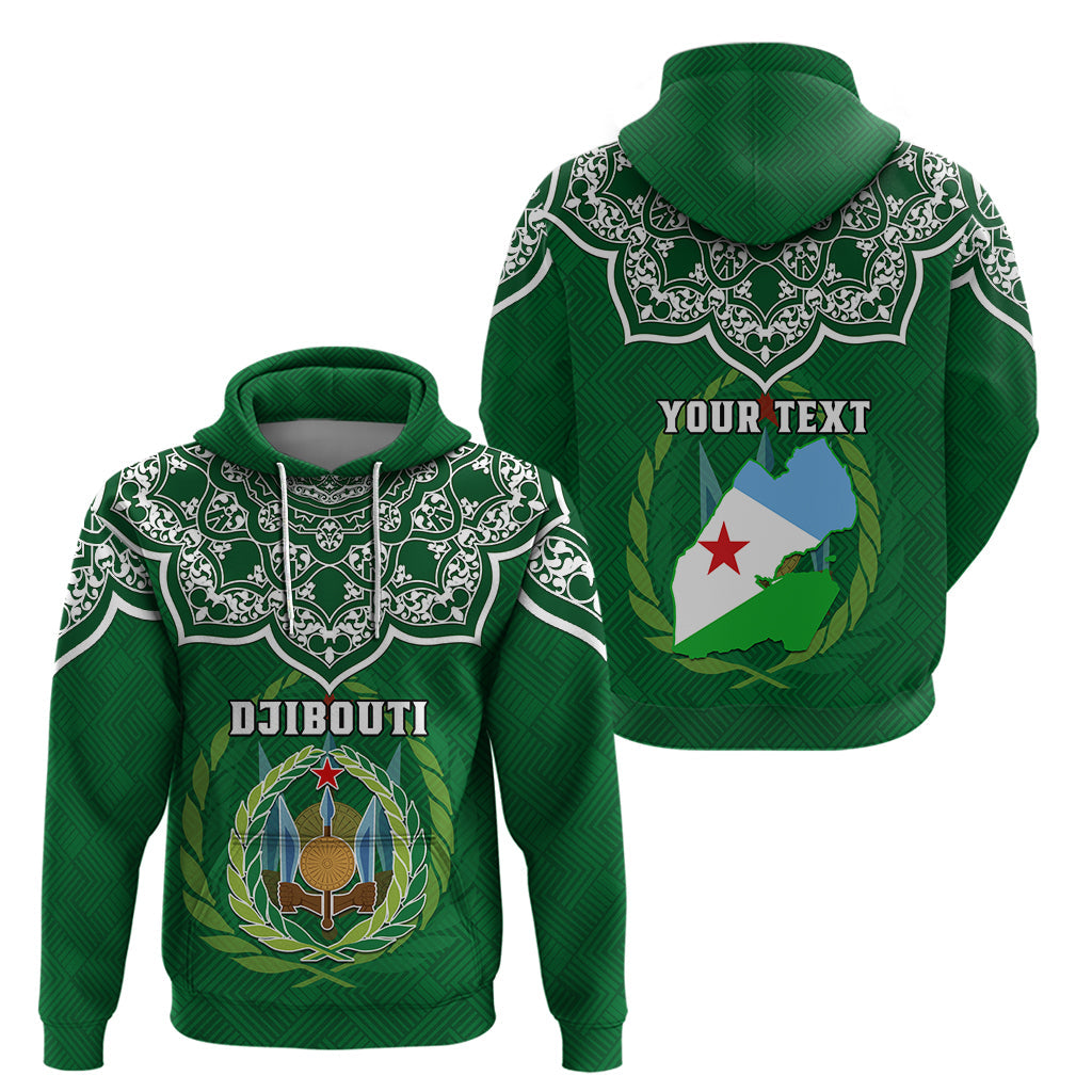 Custom Djibouti Hoodie Jabuuti Emblem With Islamic Floral Circle LT01