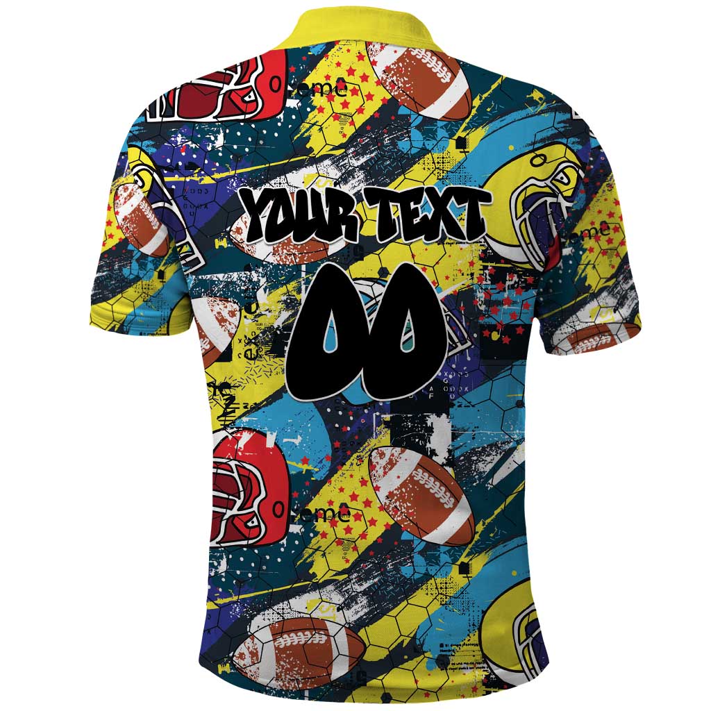 Custom American Football Graffiti Polo Shirt Unique Style LT01