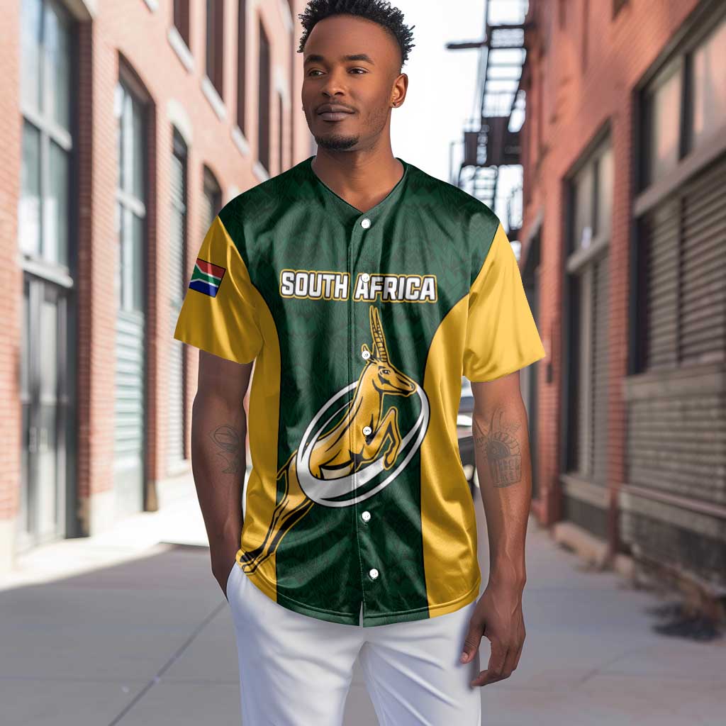 Custom South Africa Rugby Baseball Jersey - Springboks Go Champions with Protea Pattern LT01