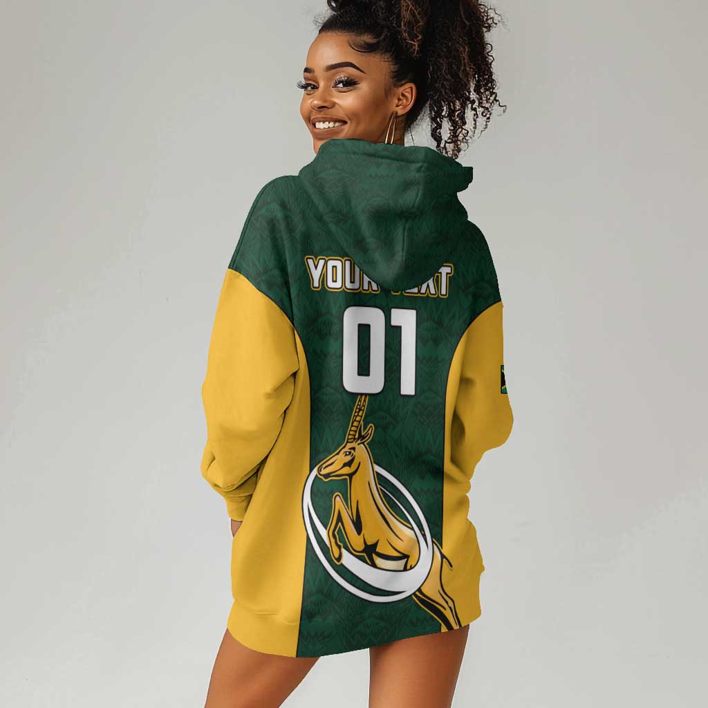 Custom South Africa Rugby Hoodie Dress - Springboks Go Champions with Protea Pattern LT01