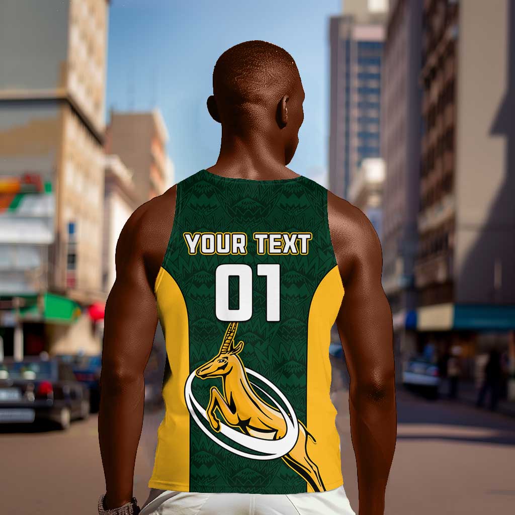 Custom South Africa Rugby Men Tank Top - Springboks Go Champions with Protea Pattern LT01