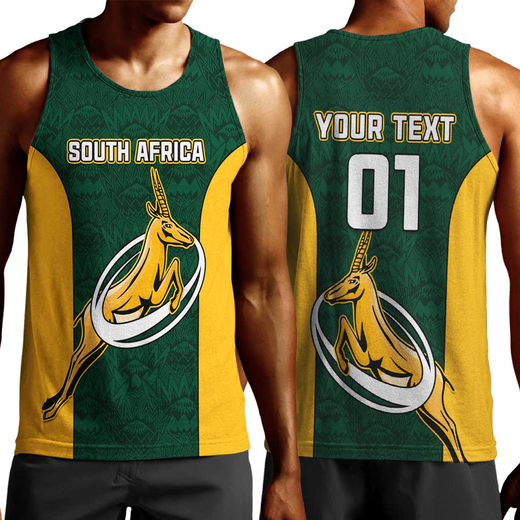 Custom South Africa Rugby Men Tank Top - Springboks Go Champions with Protea Pattern LT01