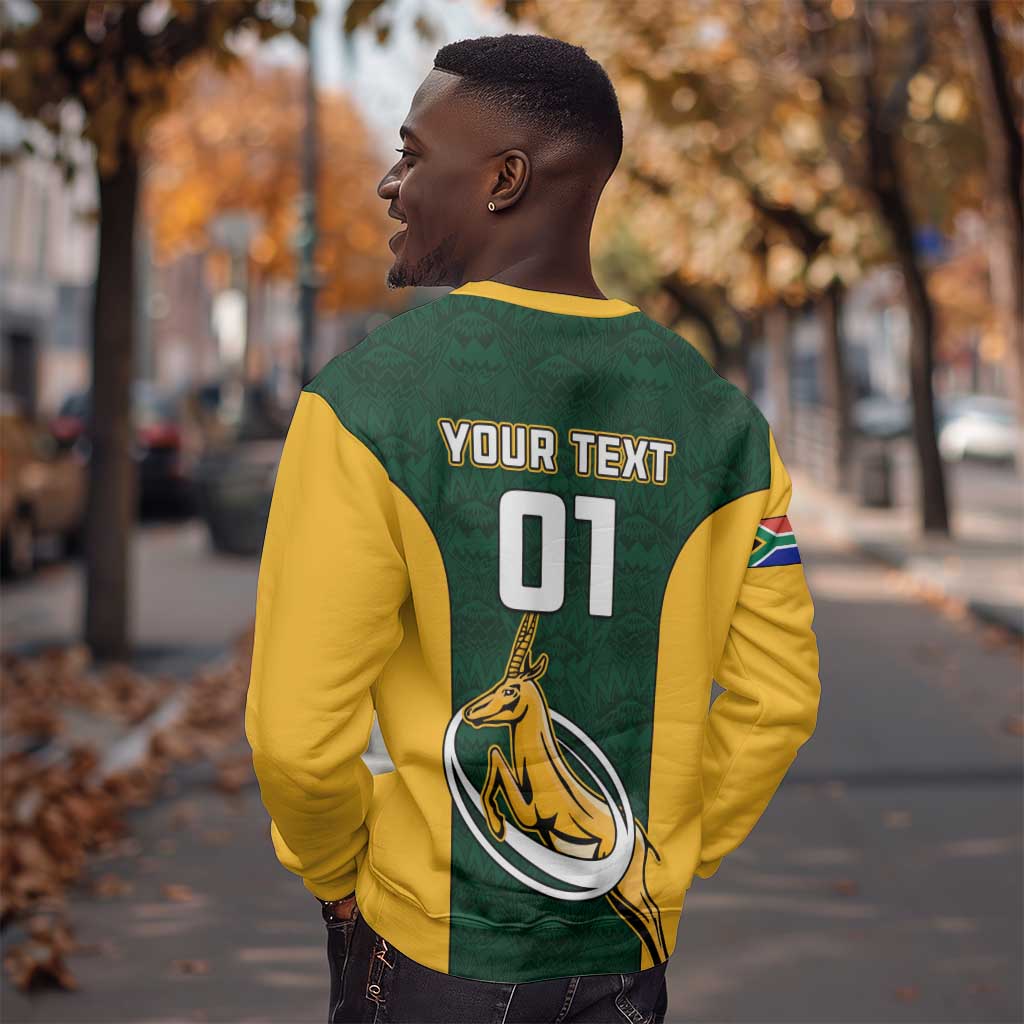 Custom South Africa Rugby Sweatshirt - Springboks Go Champions with Protea Pattern LT01