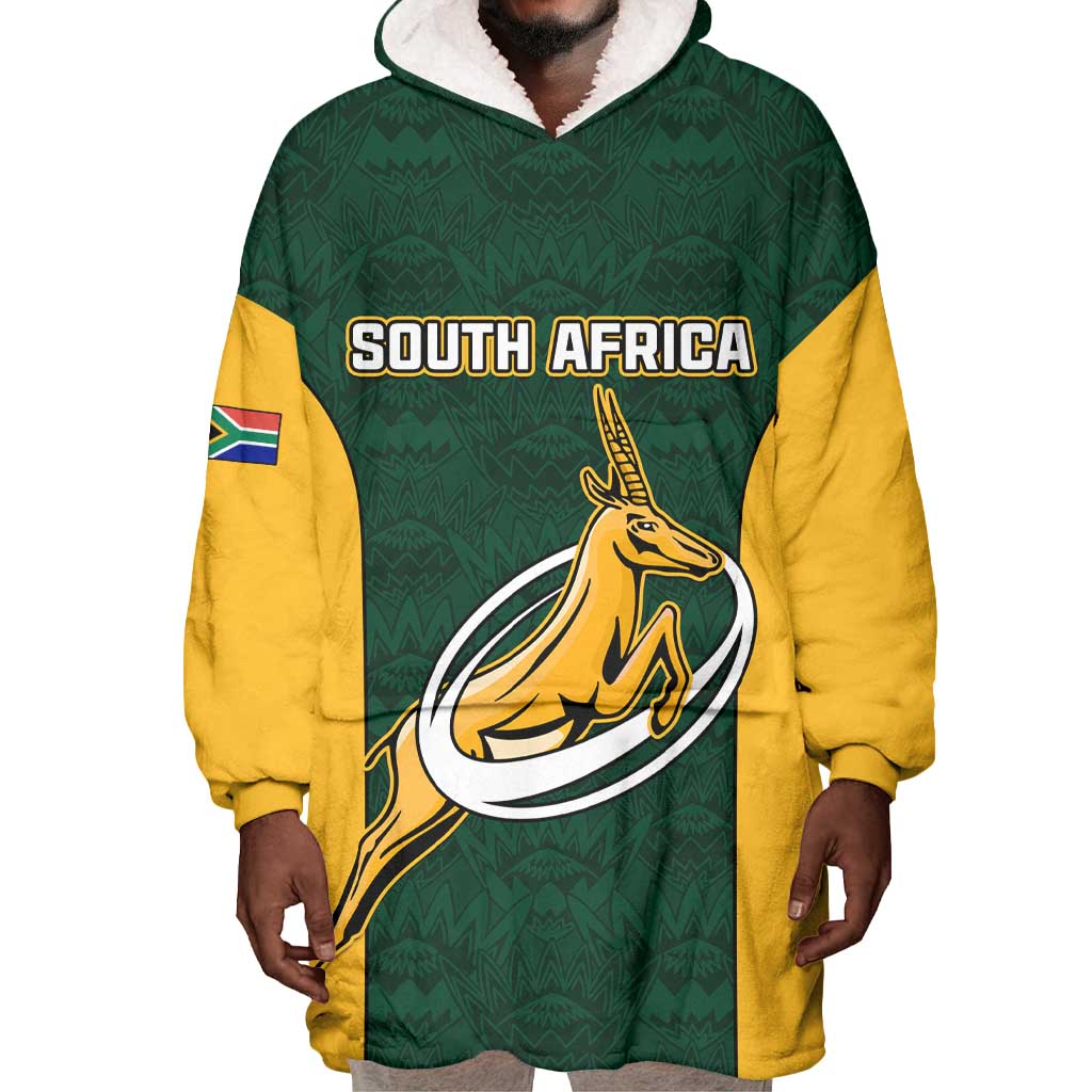 Custom South Africa Rugby Wearable Blanket Hoodie - Springboks Go Champions with Protea Pattern LT01