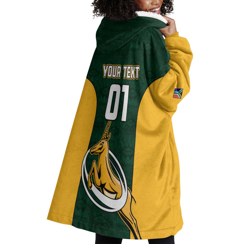 Custom South Africa Rugby Wearable Blanket Hoodie - Springboks Go Champions with Protea Pattern LT01