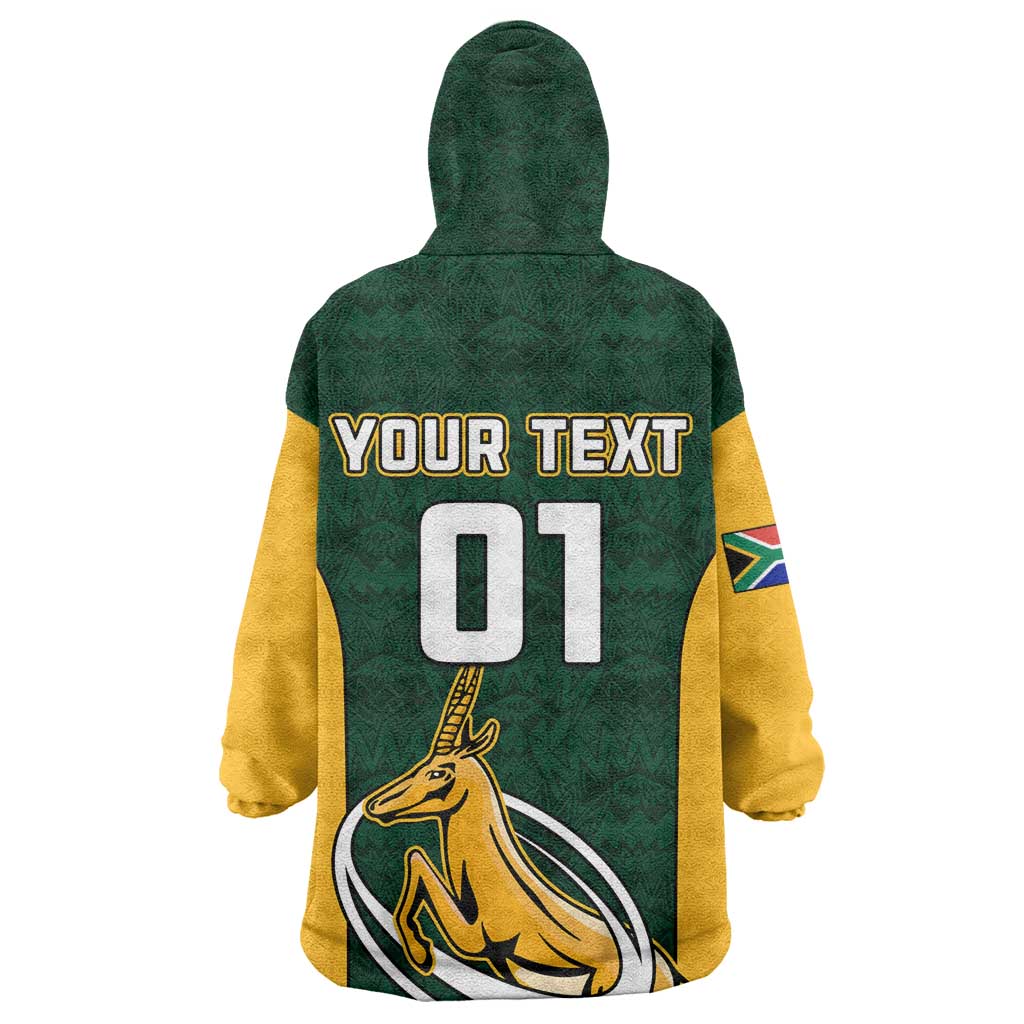 Custom South Africa Rugby Wearable Blanket Hoodie - Springboks Go Champions with Protea Pattern LT01