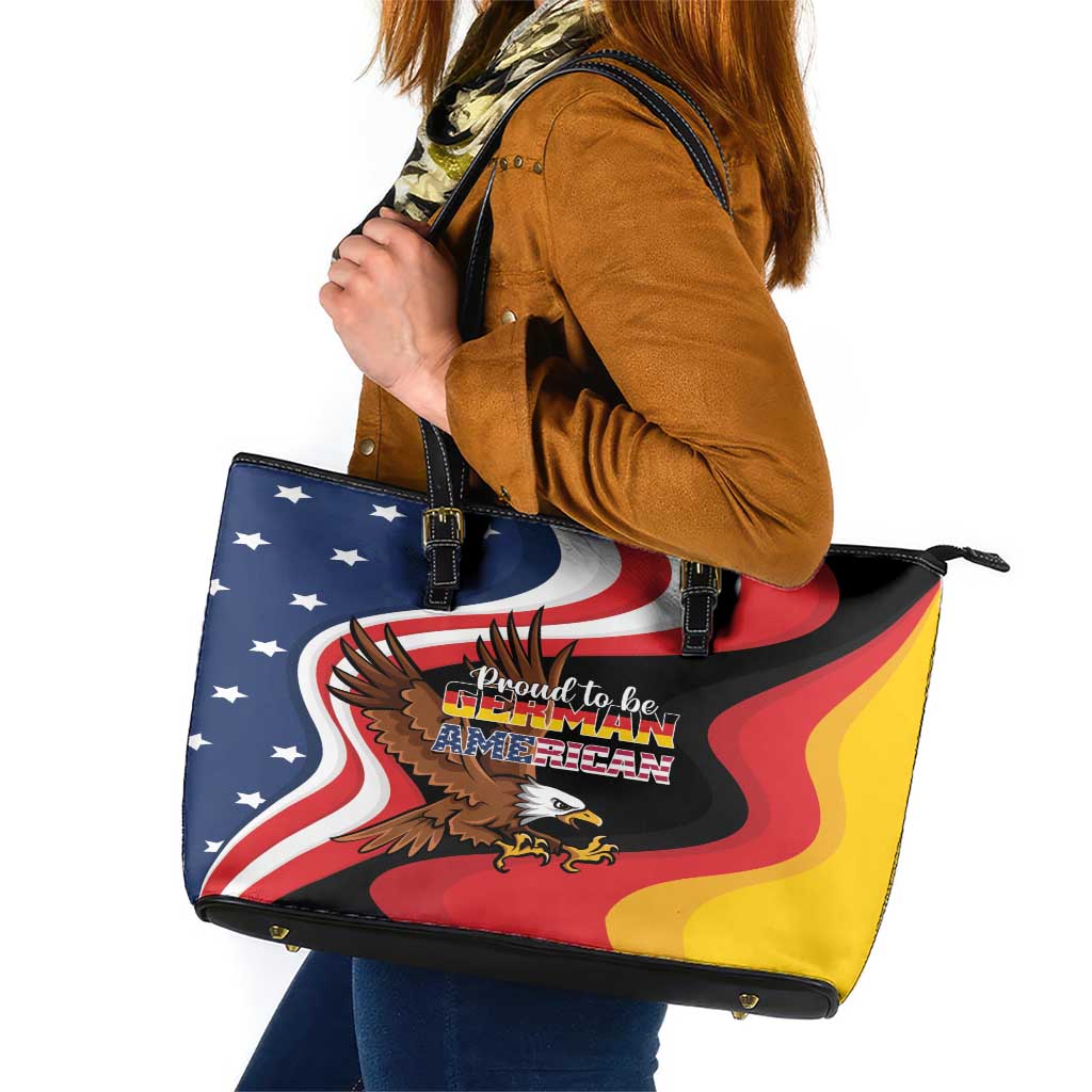 Proud to be German-American Leather Tote Bag Eagle Heritage Month LT01
