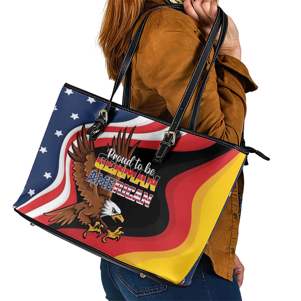 Proud to be German-American Leather Tote Bag Eagle Heritage Month LT01