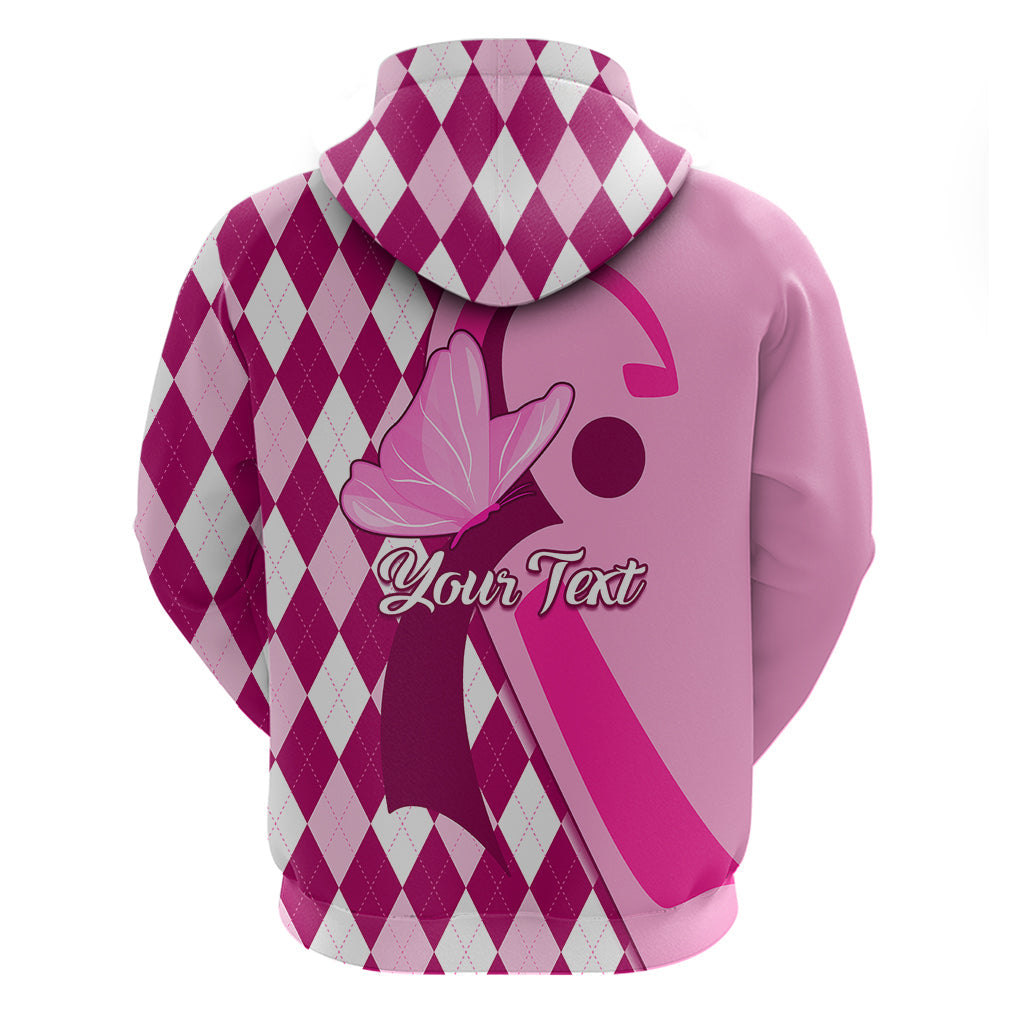 Personalised Think Pink Hoodie Golf Argyle Pattern Breast Cancer Awareness LT01