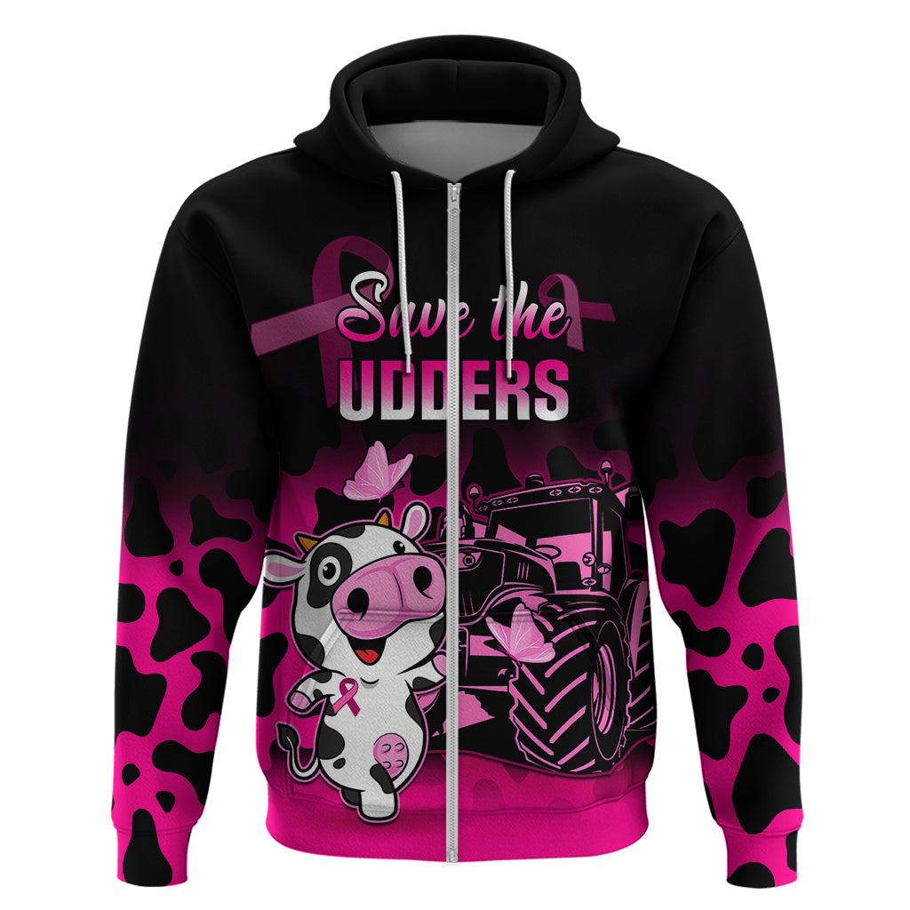 Personalised Save The Udders Hoodie Farmer Day Breast Cancer Awareness LT01