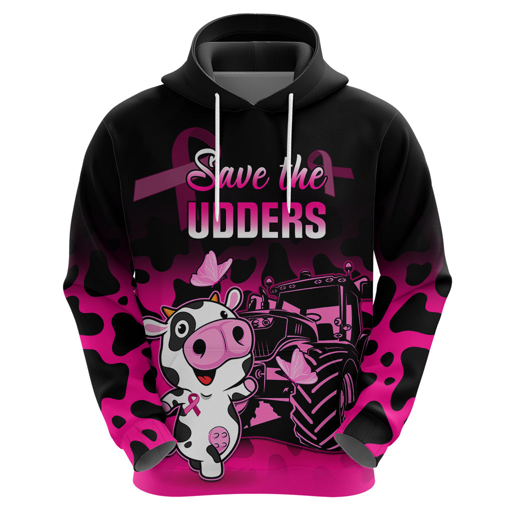 Personalised Save The Udders Hoodie Farmer Day Breast Cancer Awareness LT01