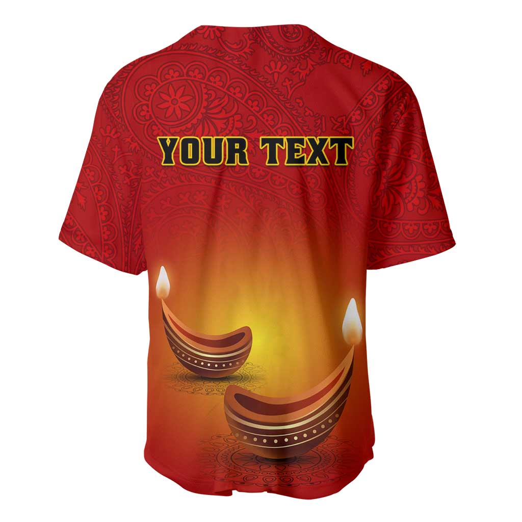 Personalized Diwali Festival Baseball Jersey with Diya and Paisley Pattern LT01