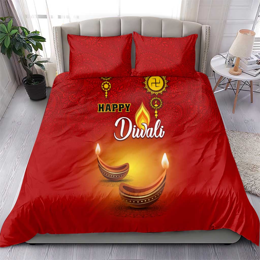Diwali Festival Bedding Set with Diya and Paisley Pattern LT01