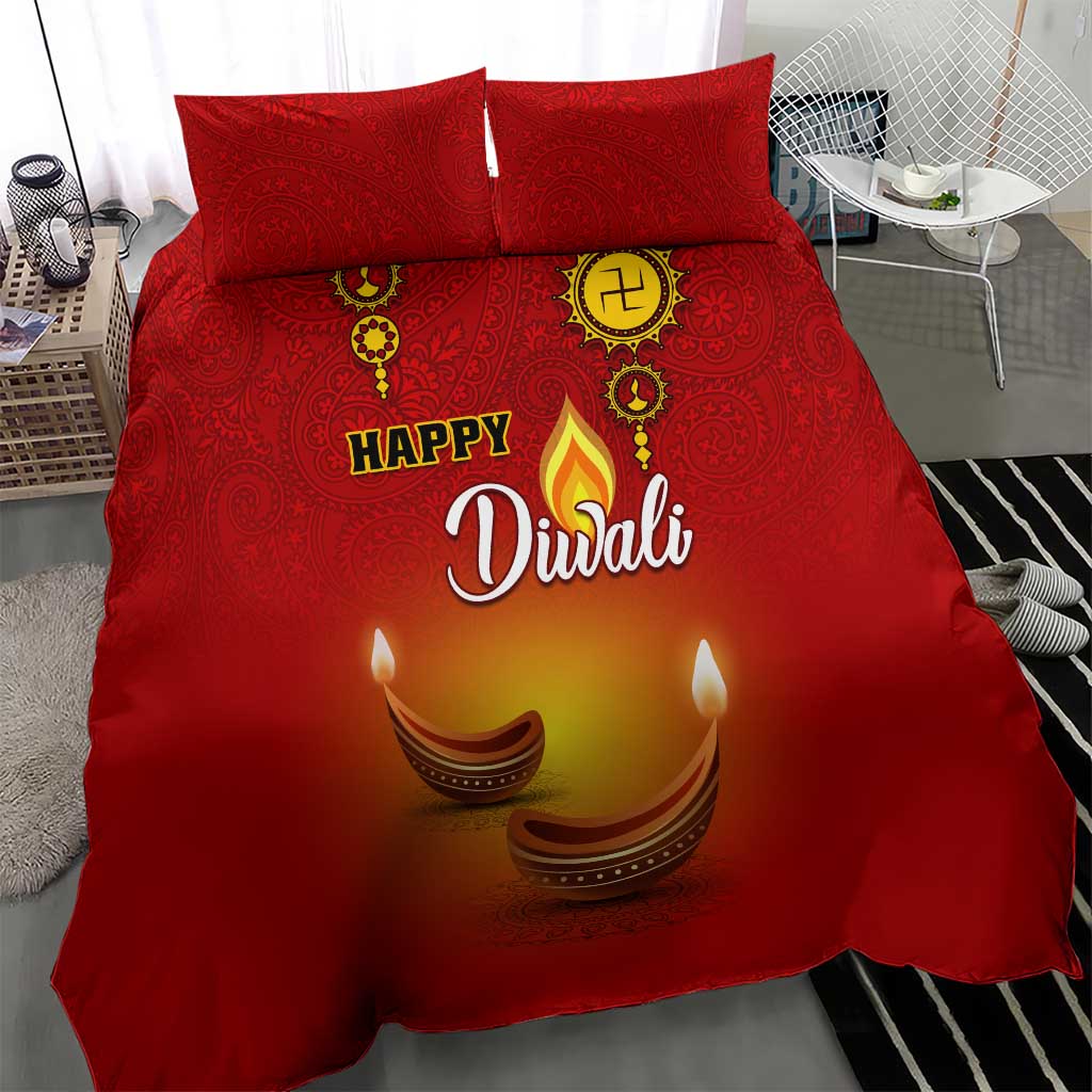 Diwali Festival Bedding Set with Diya and Paisley Pattern LT01