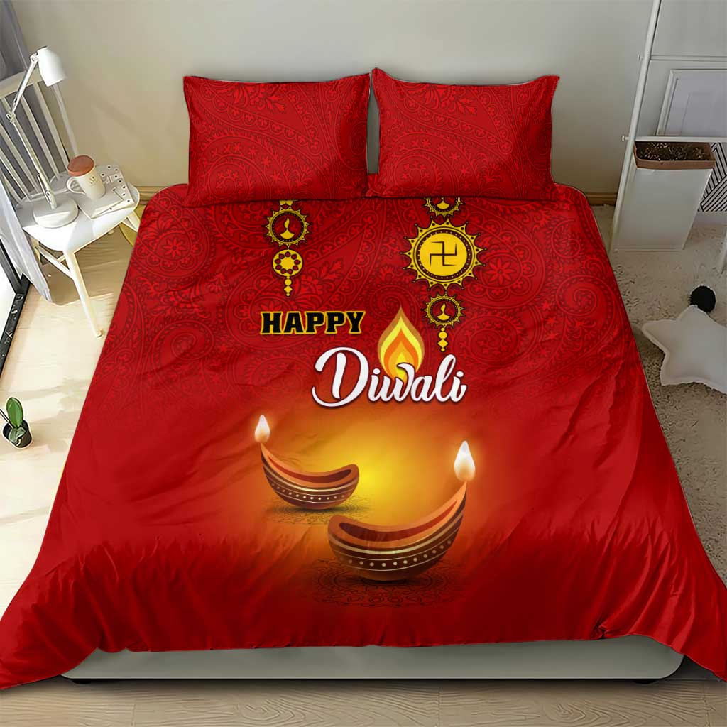 Diwali Festival Bedding Set with Diya and Paisley Pattern LT01