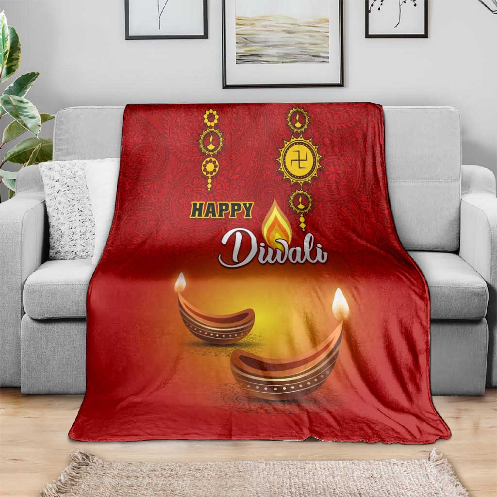 Diwali Festival Blanket with Diya and Paisley Pattern LT01
