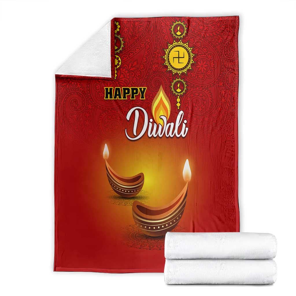 Diwali Festival Blanket with Diya and Paisley Pattern LT01