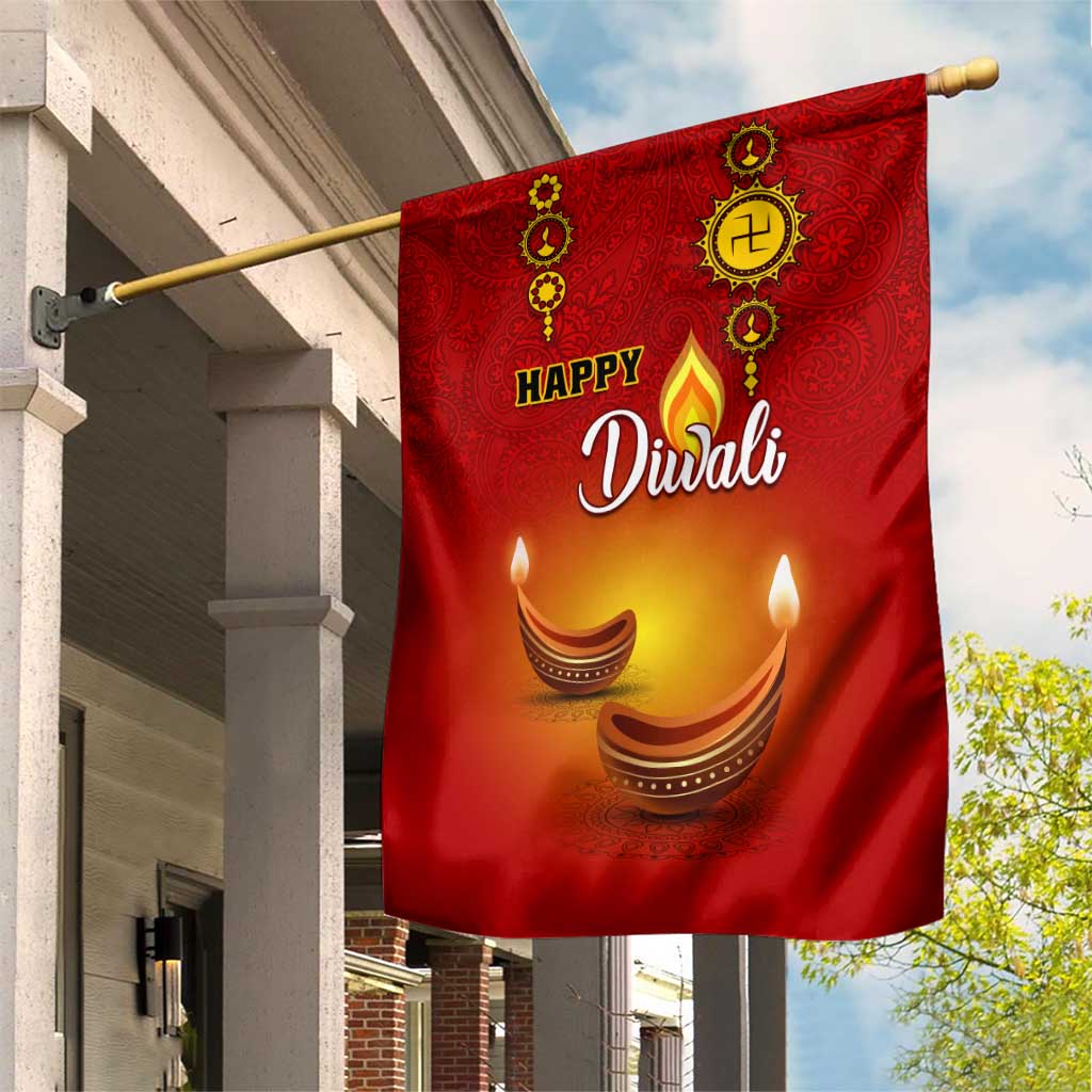Diwali Festival Garden Flag with Diya and Paisley Pattern LT01