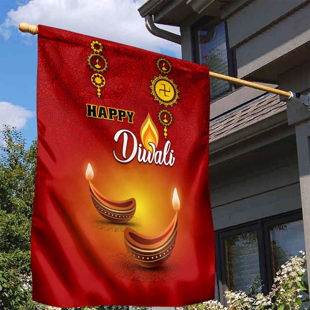 Diwali Festival Garden Flag with Diya and Paisley Pattern LT01