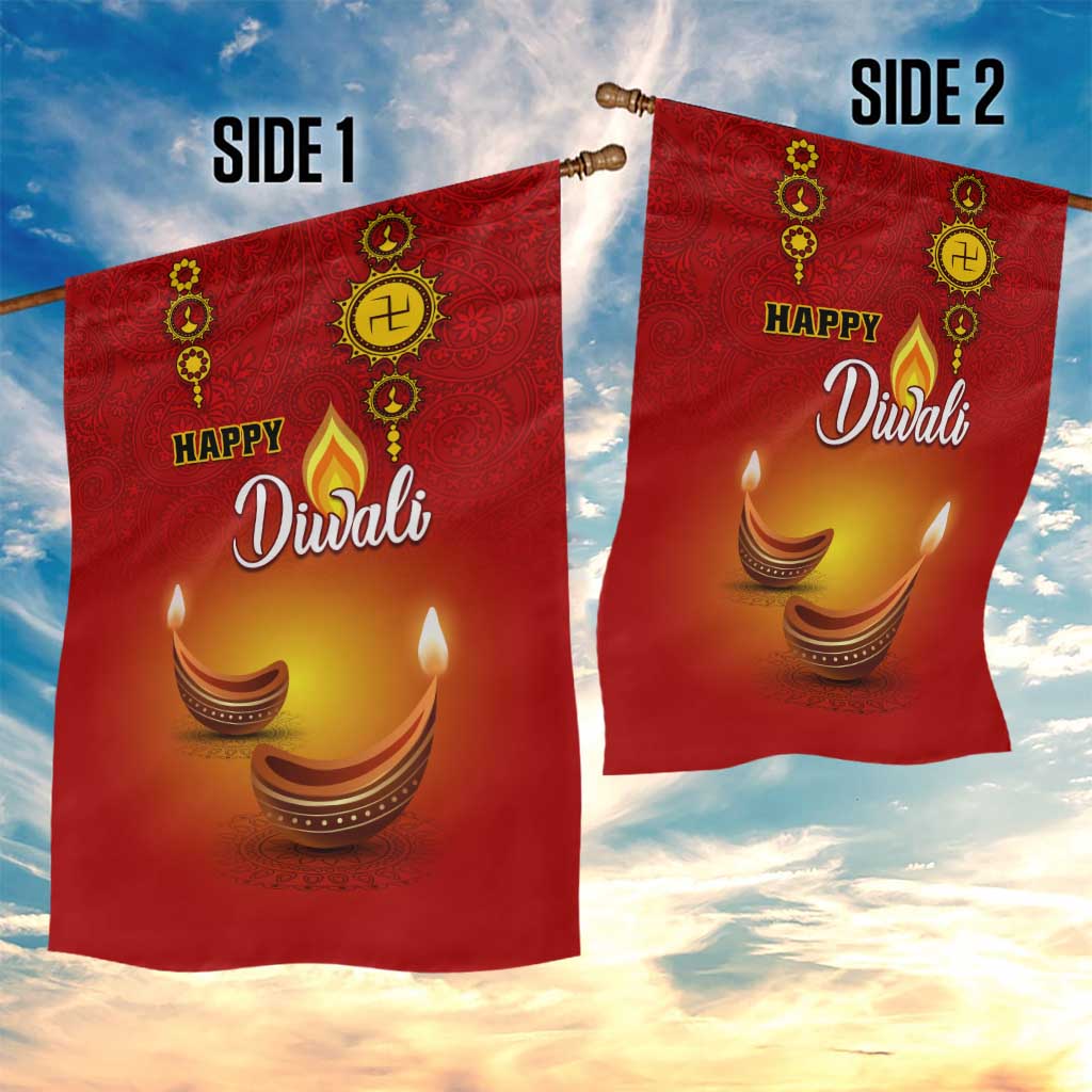 Diwali Festival Garden Flag with Diya and Paisley Pattern LT01