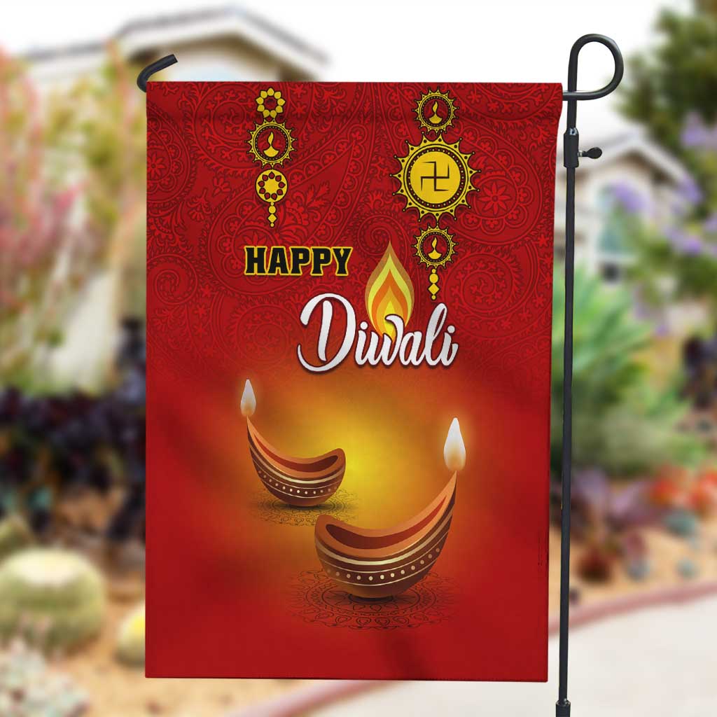 Diwali Festival Garden Flag with Diya and Paisley Pattern LT01