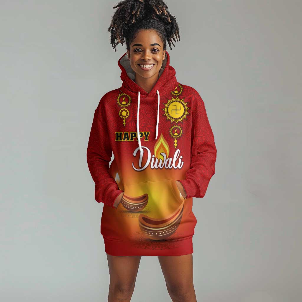 Personalized Diwali Festival Hoodie Dress with Diya and Paisley Pattern LT01