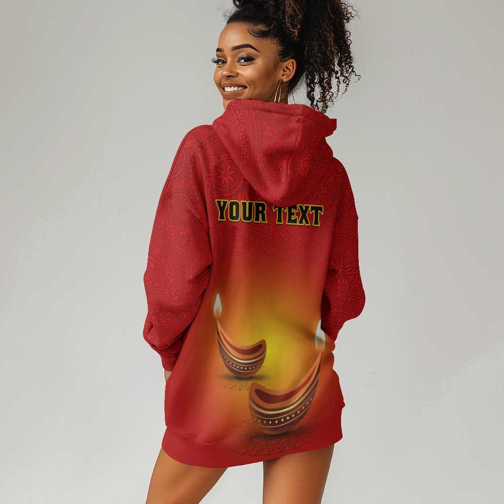 Personalized Diwali Festival Hoodie Dress with Diya and Paisley Pattern LT01