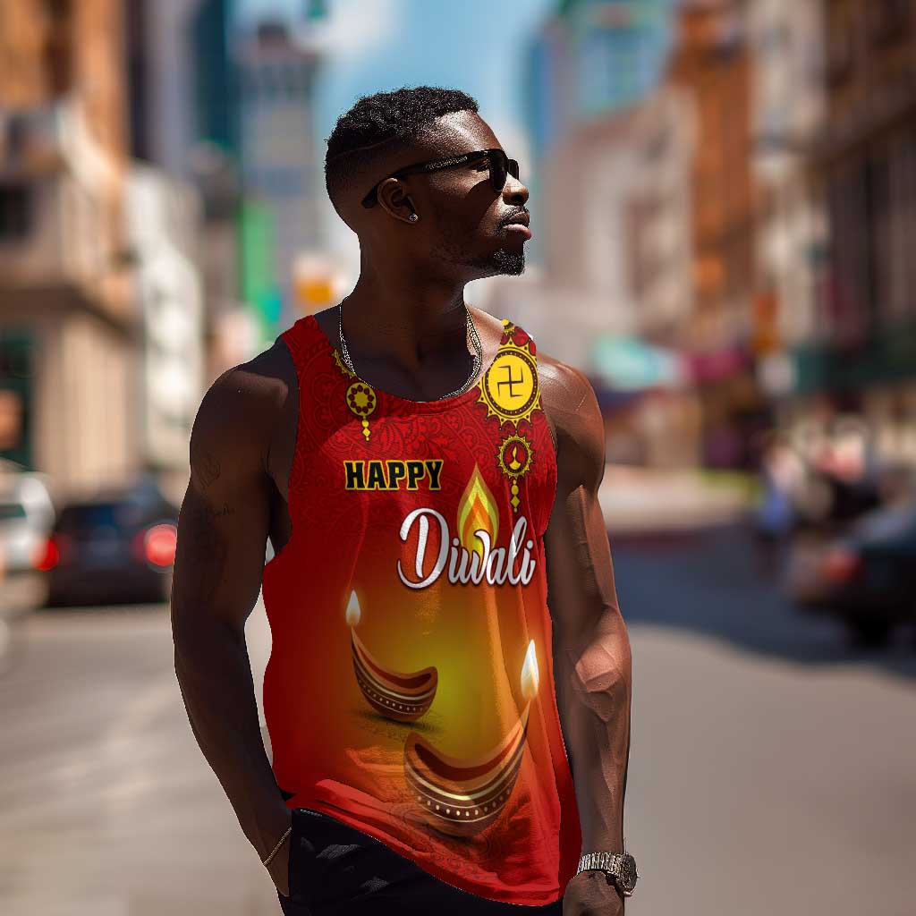 Personalized Diwali Festival Men Tank Top with Diya and Paisley Pattern LT01
