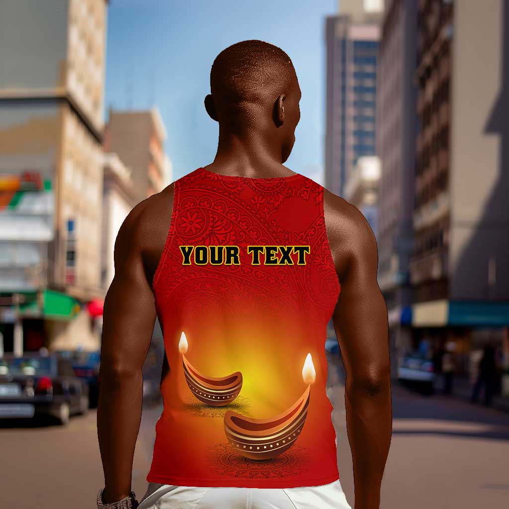 Personalized Diwali Festival Men Tank Top with Diya and Paisley Pattern LT01