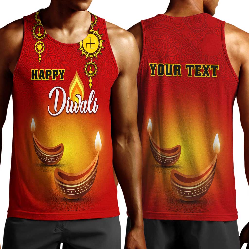 Personalized Diwali Festival Men Tank Top with Diya and Paisley Pattern LT01