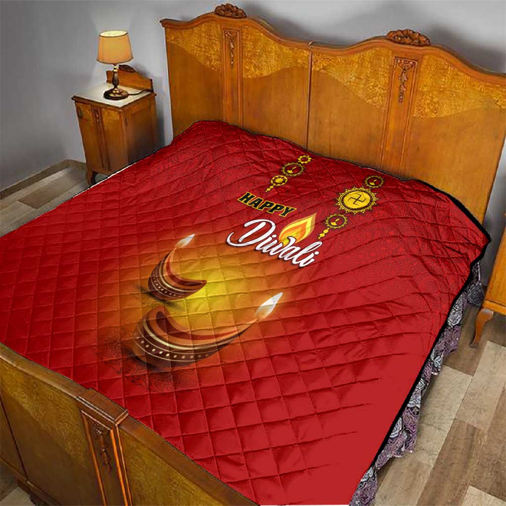 Diwali Festival Quilt with Diya and Paisley Pattern LT01