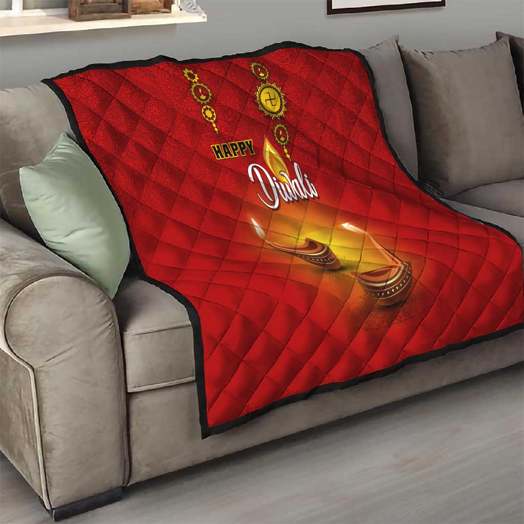 Diwali Festival Quilt with Diya and Paisley Pattern LT01