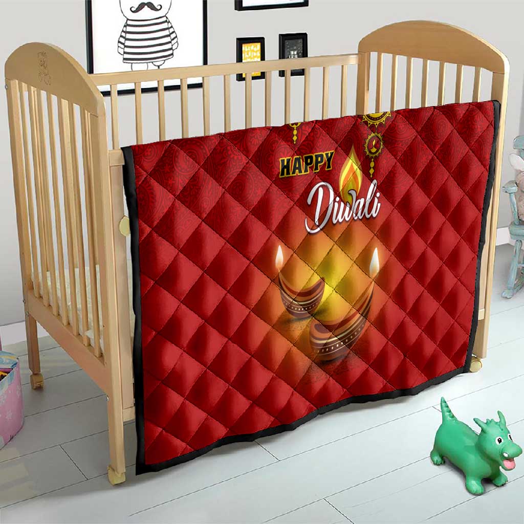Diwali Festival Quilt with Diya and Paisley Pattern LT01