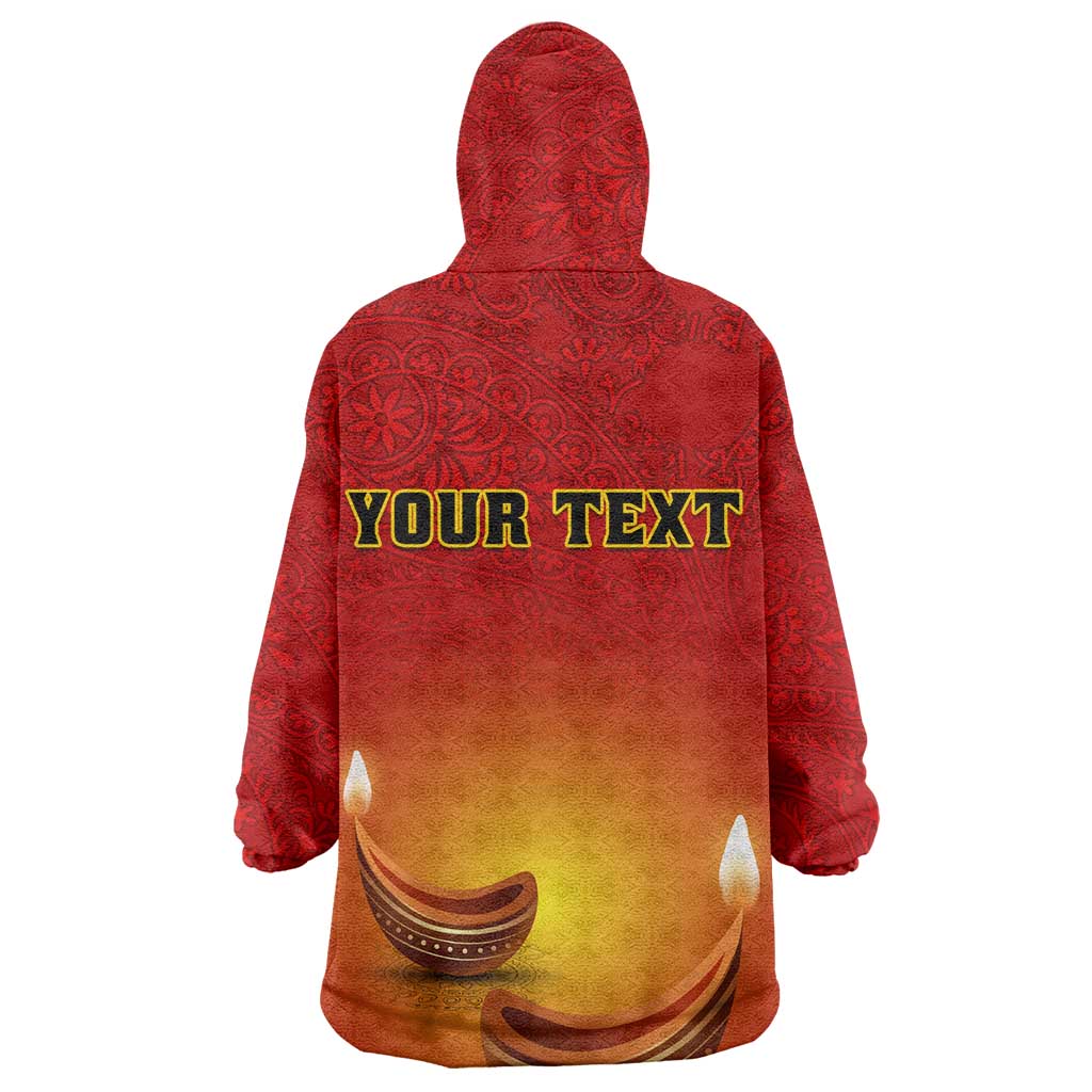 Personalized Diwali Festival Wearable Blanket Hoodie with Diya and Paisley Pattern LT01