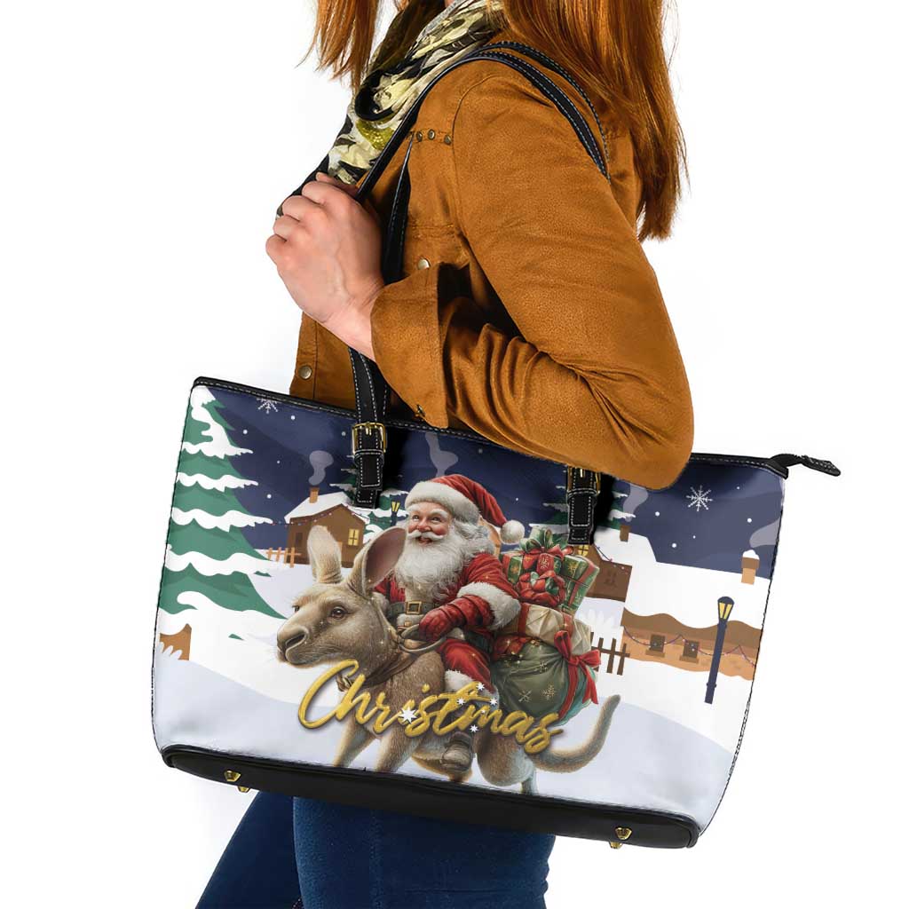 Kangaroo Australia Christmas Leather Tote Bag Xmas Pattern LT01