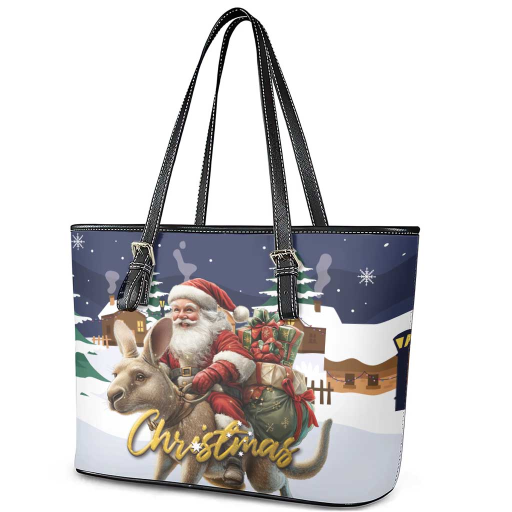 Kangaroo Australia Christmas Leather Tote Bag Xmas Pattern LT01