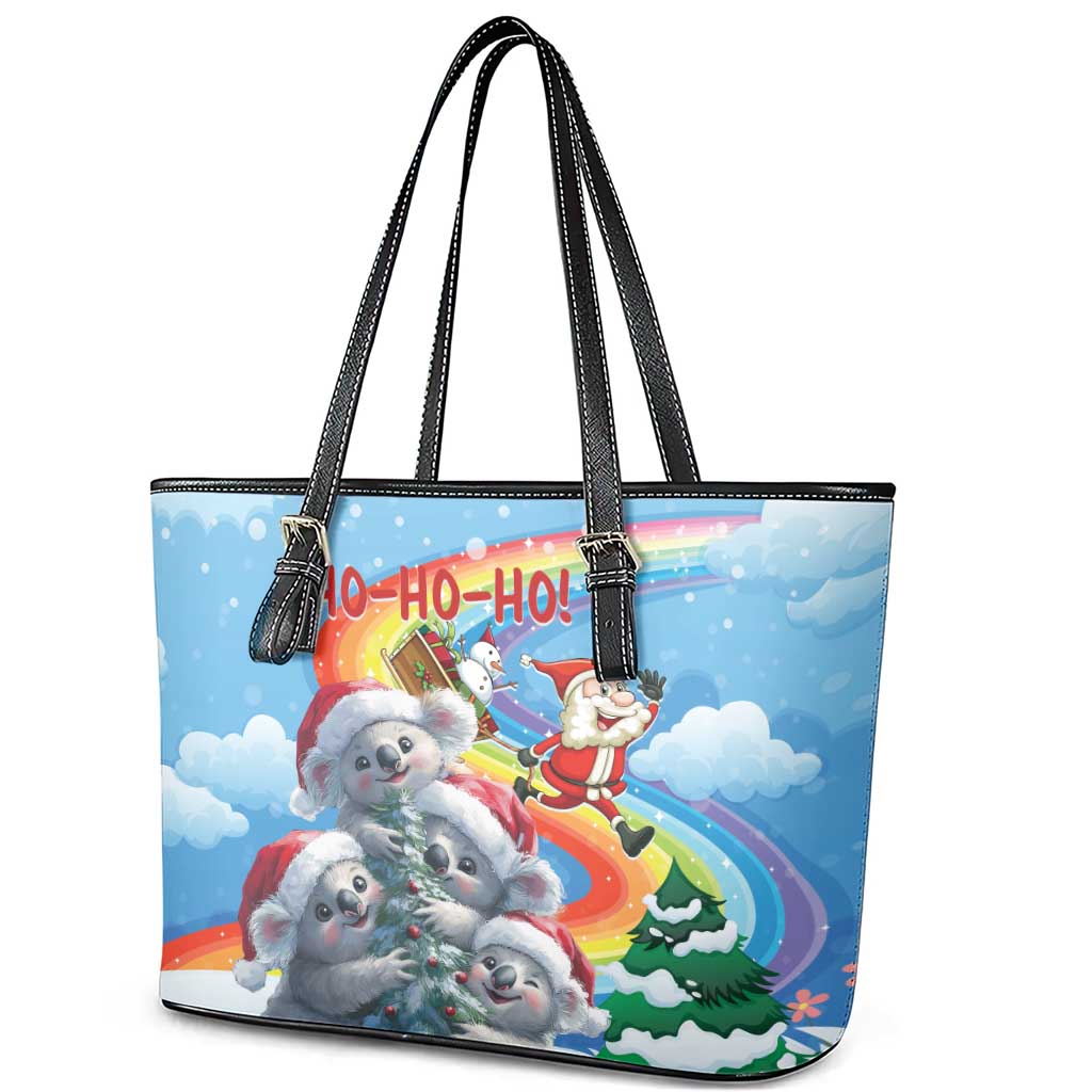 Australia Koala Christmas Leather Tote Bag Santa Claus Ho Ho Ho LT01