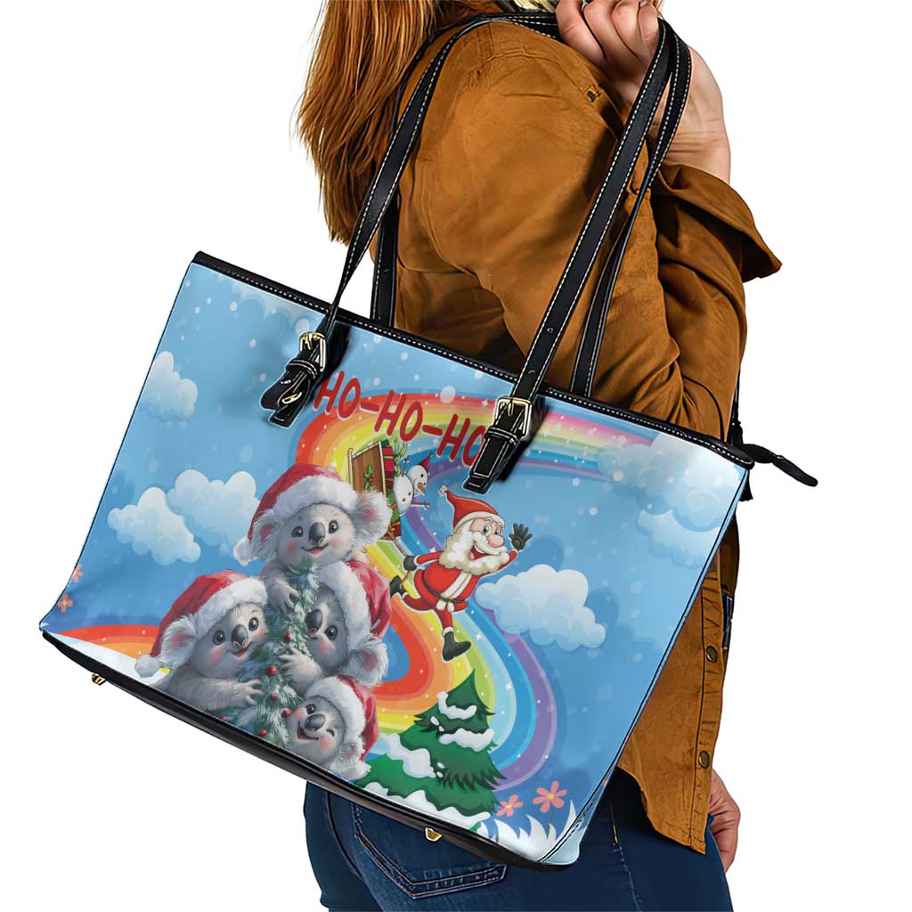 Australia Koala Christmas Leather Tote Bag Santa Claus Ho Ho Ho LT01