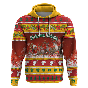 Custom Lithuania Christmas Hoodie Lietuva Santa Claus With Reindeer LT01