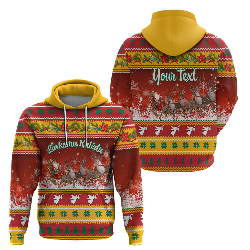 Custom Lithuania Christmas Hoodie Lietuva Santa Claus With Reindeer LT01